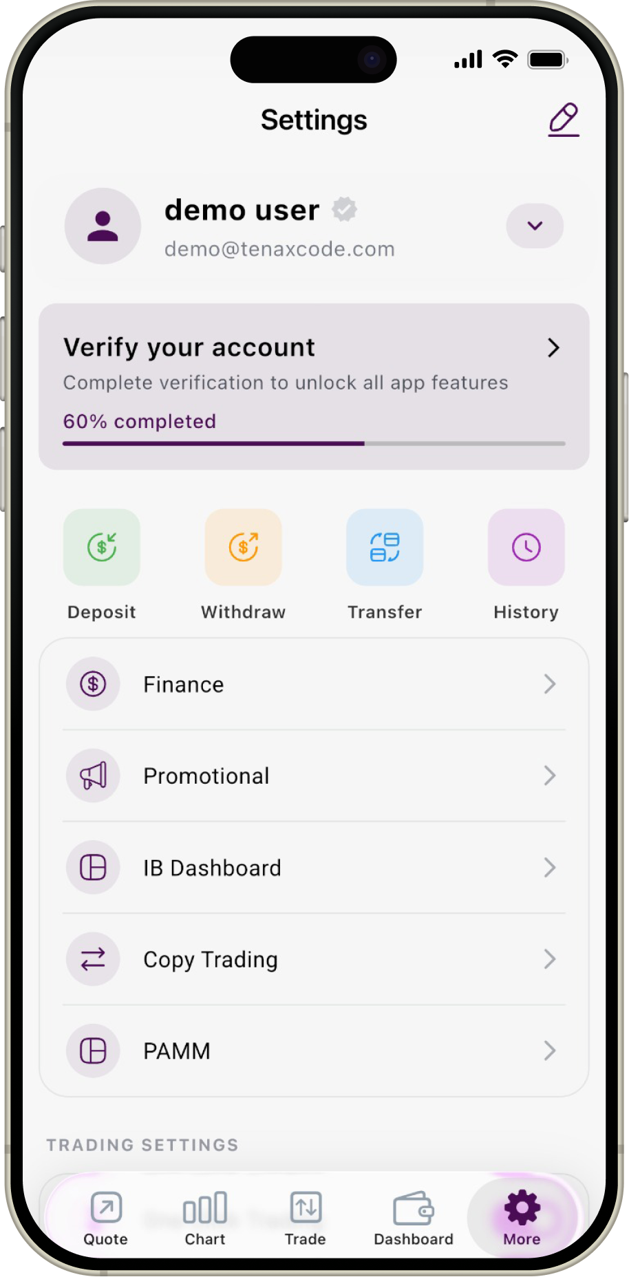 Account settings